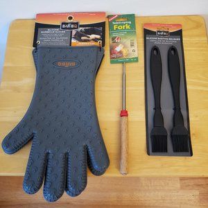 Mr. Bar-B-Q  Silicone BBQ Gloves + Basting Brushes + Telescoping Fork